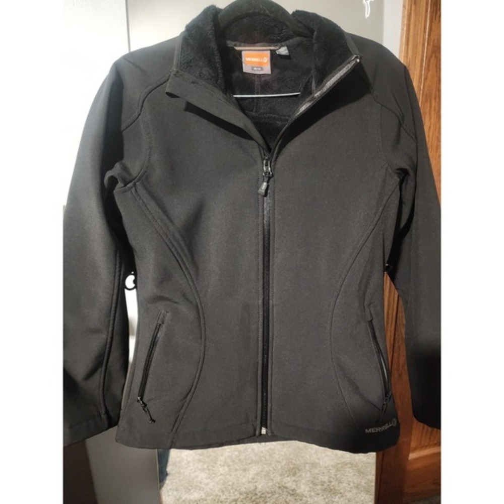 Merrell‎ Black Softshell Jacket Wind And Water Resistant Womens Size XS